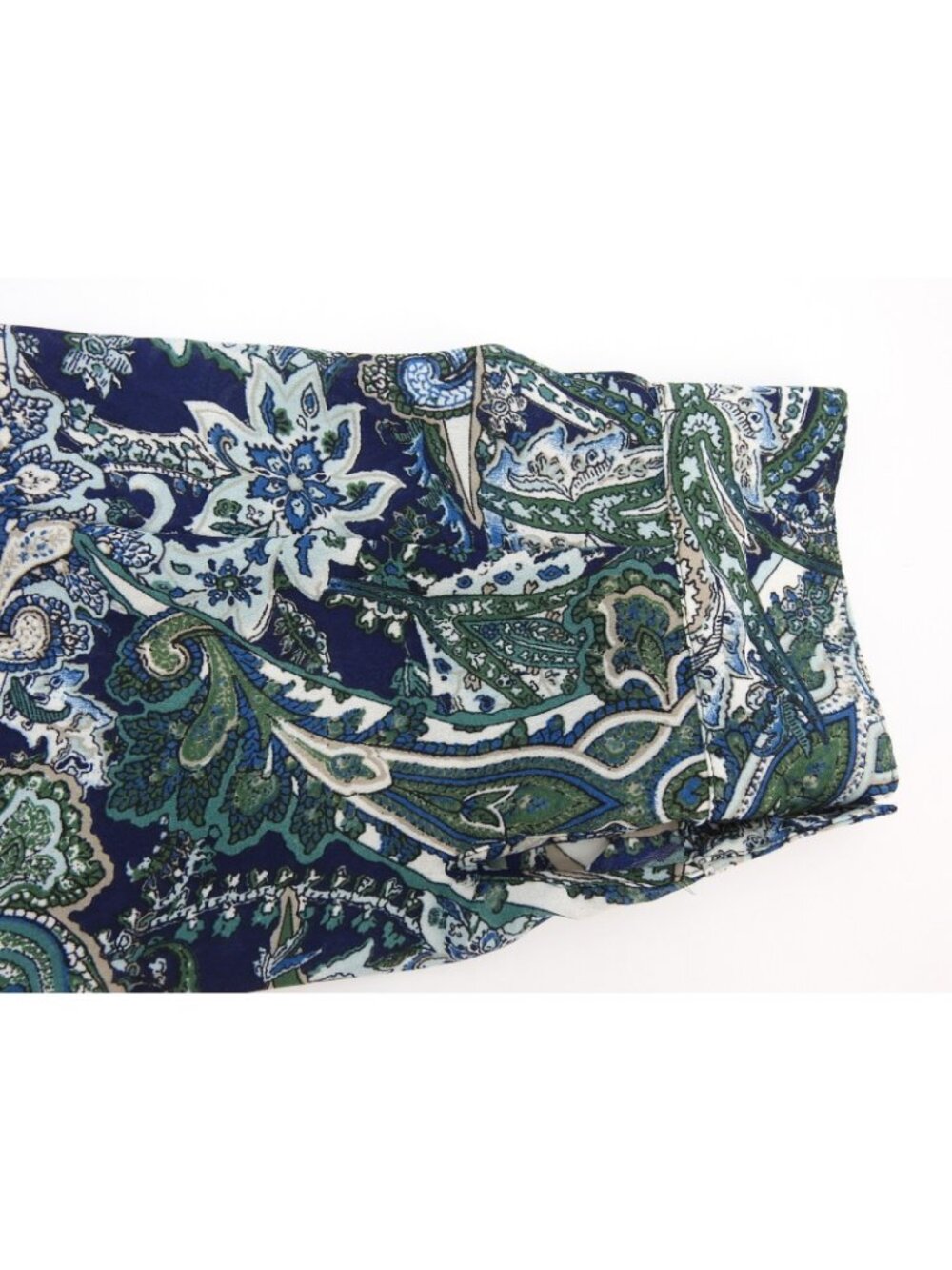 Roz & Ali Women's Paisley Button-Up Top Blue Green Beige Collared Long Sleeve L - Picture 8 of 11